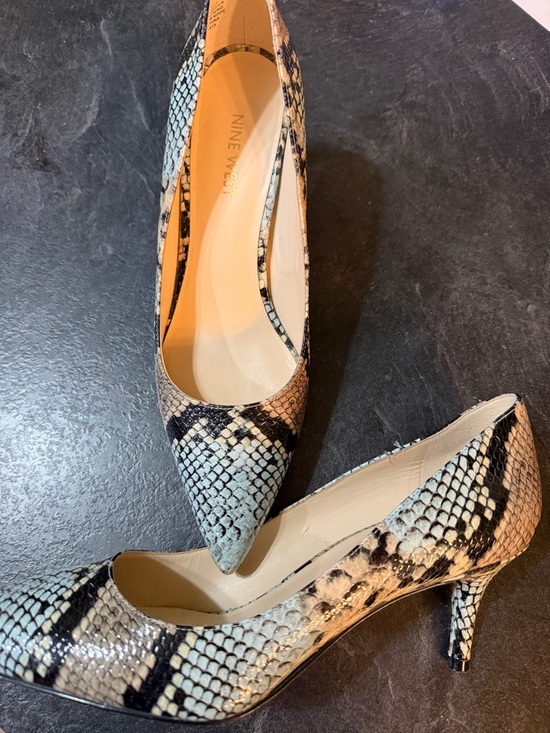 Nine West Shoes - Nine West Snake-Print Pointed Toe Pumps in Cream and Black